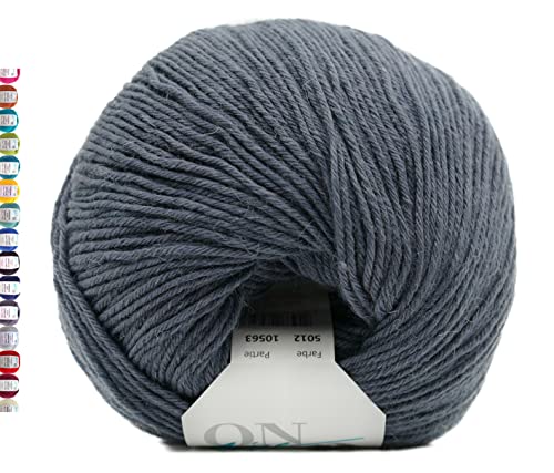 Online Sockenwolle 6-fädig einfarbig | Strumpfwolle Supersocke 6-fach 321 Merino Uni | dickes Sockengarn mit Merinowolle zum Stricken und Häkeln (5012 Anthrazit) von ONline Garne
