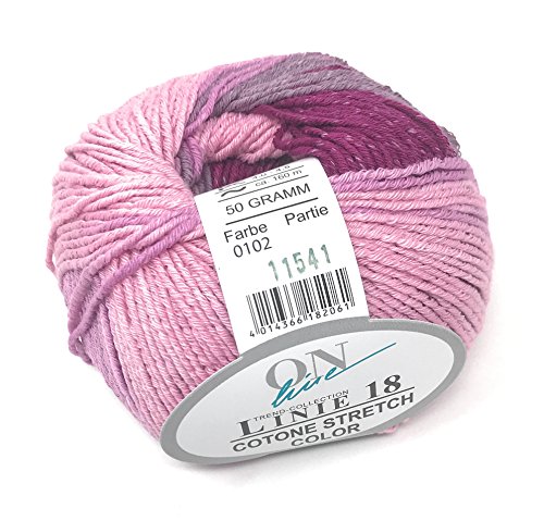 ONline Linie 18 Cotone Stretch Color 83% Baumwolle/12% Polyamid 5% Polyester, 5 tolle Farben, Baumwollgarn, Sommergarn (102) von ONline Linie 18 Cotone Stretch Color
