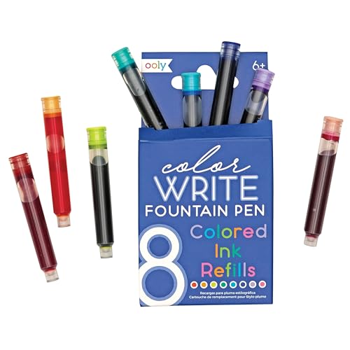 Ooly Color Write Bunte Füllfederhalter-Tinten-Nachfüllpackungen, Set mit 8 Stück, mehrfarbige Ersatzminen für Füllfederhalter, nur kompatibel mit Ooly-Füllfederhaltern von OOLY