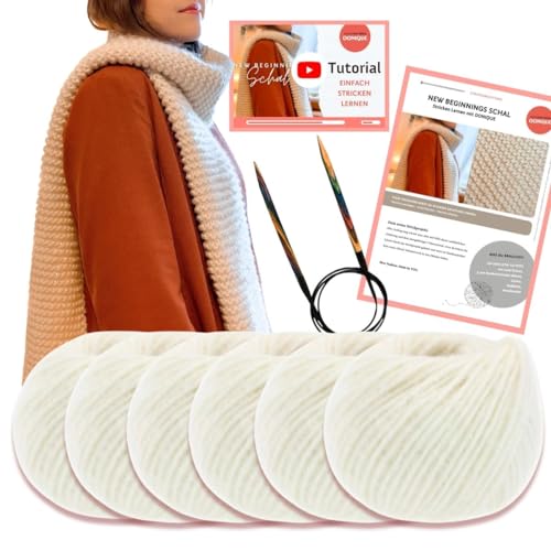 OONIQUE Strickset für Anfänger, Schal selber stricken, Stricken mit Wolle und Anleitung (Videotutorial) von OONIQUE