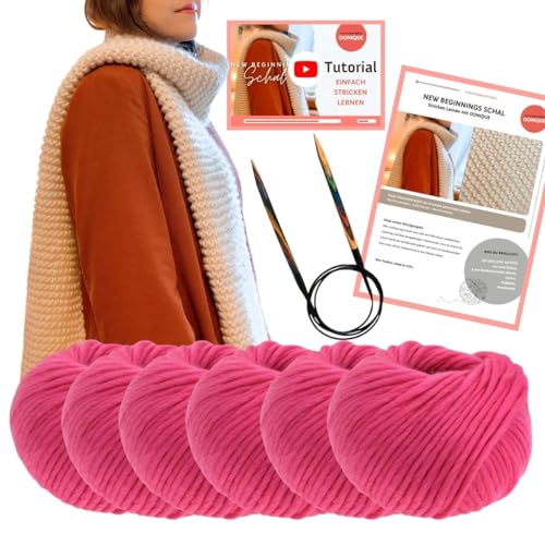 OONIQUE Strickset für Anfänger, Schal selber stricken, Stricken mit Wolle und Anleitung (Videotutorial) von OONIQUE