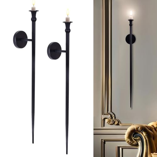OOOMART.COM Kerzenleuchter Lange Wandkerzenhalter - 2er Set Schwarz Lange Wand Kerzenleuchter Retro Chic Wandleuchter Kerzenhalter Dekoration für Esszimmer, Wohnzimmer, Büro, Badezimmer OOOMART.COM Kerzenleuchter Lange Wandkerzenhalter - 2er Set Schwarz Lange Wand Kerzenleuchter Retro Chic Wandleuchter Kerzenhalter Dekoration für Esszimmer, Wohnzimmer, Büro, Badezimmer von OOOMART.COM