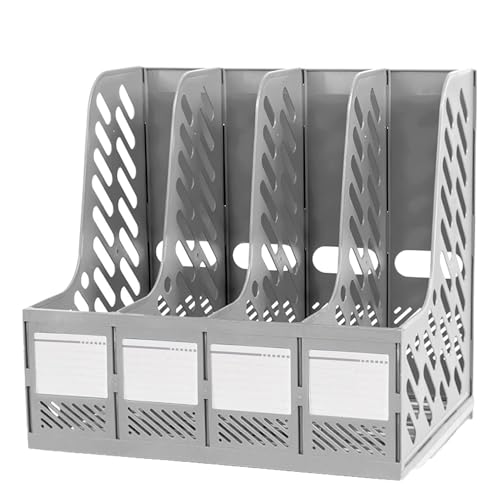 Sichttafelsystem - Akten-Organizer Für Den Schreibtisch, 4 Fächer, Vertikale Aktenteiler, Buchhalter, Rahmen, Dokumentenschrank, Aufbewahrungsbox Für Das Home-Office(Gray) von OOPDNEGAK