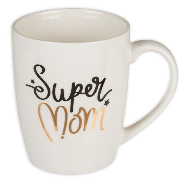 Kaffee- und Teebecher "Super Mom", 10,5cm x Ø 8,5cm von OOTB