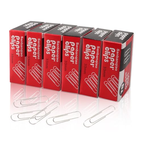 Büroklammern, Glatte Büroklammern, mittelgroß, Büroklammern, Bürobedarf, 33 mm, kleine Büroklammern für Papierarbeiten, ideal für Zuhause, Schule, 600 Stück Büroklammern, Glatte Büroklammern, mittelgroß, Büroklammern, Bürobedarf, 33 mm, kleine Büroklammern für Papierarbeiten, ideal für Zuhause, Schule, 600 Stück von OOTDAY