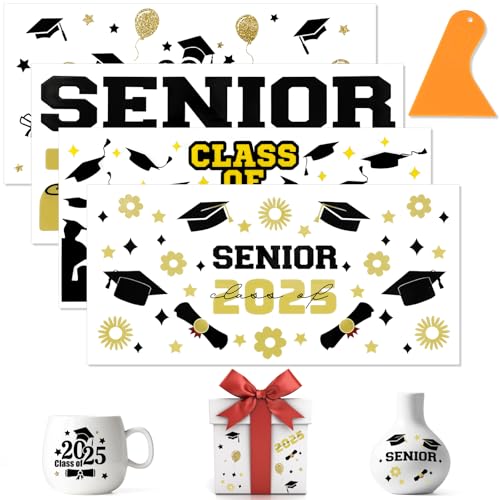 4 Blatt Rub On Sticker, Transfer Aufkleber Graduation, Rub On Transfer Graduation Deko, Wasserfest Abschluss Sticker für Möbel, Holz, Glas, DIY Deko, Abschlusskappe, Geschenke zum Schulabschluss von OOTSR