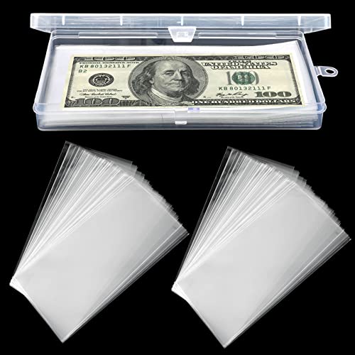 Banknotenhülle aus Kunststoff, 100 Blatt durchsichtiges Banknoten-Geschenkpapier für die Banknoten-Banknoten-Lesezeichen-Stempel-Rechnungsempfangskarten-Sammlung von OOTSR