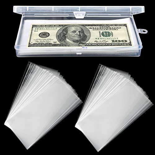 Banknotenhülle aus Kunststoff, 100 Blatt durchsichtiges Banknoten-Geschenkpapier für die Banknoten-Banknoten-Lesezeichen-Stempel-Rechnungsempfangskarten-Sammlung Banknotenhülle aus Kunststoff, 100 Blatt durchsichtiges Banknoten-Geschenkpapier für die Banknoten-Banknoten-Lesezeichen-Stempel-Rechnungsempfangskarten-Sammlung von OOTSR