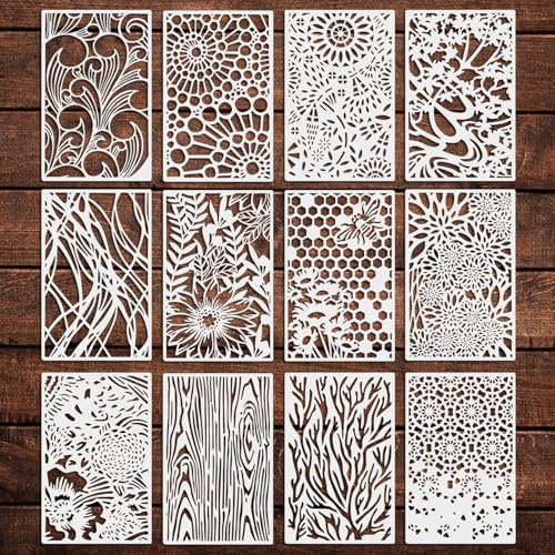 OOTSR 12 Stück Schablonen Set, 28X18cm Zeichnung Malschablonen Wiederverwendbar Schablonen Kunststoff Schablone für Holz DIY Scrapbooking Deko OOTSR 12 Stück Schablonen Set, 28X18cm Zeichnung Malschablonen Wiederverwendbar Schablonen Kunststoff Schablone für Holz DIY Scrapbooking Deko von OOTSR