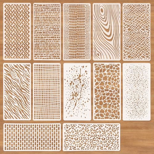 OOTSR 12er Tier Struktur Schablonen, Textur Geometrische Zeichnung Malschablonen, 22x10,5cm Wiederverwendbare Layering Stencils Vorlagen aus Kunststoff für DIY Scrapbooking Möbel Karten Deko OOTSR 12er Tier Struktur Schablonen, Textur Geometrische Zeichnung Malschablonen, 22x10,5cm Wiederverwendbare Layering Stencils Vorlagen aus Kunststoff für DIY Scrapbooking Möbel Karten Deko von OOTSR
