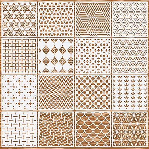 OOTSR 16 Stück Schablonen Set, DIY Malschablone, Malen Zeichnen Schablonen Wiederverwendbar Kunststoff Schablonen Vorlagen für Holz, Boden, Möbel Wandgestaltung, Scrapbooking Handwerk Deko OOTSR 16 Stück Schablonen Set, DIY Malschablone, Malen Zeichnen Schablonen Wiederverwendbar Kunststoff Schablonen Vorlagen für Holz, Boden, Möbel Wandgestaltung, Scrapbooking Handwerk Deko von OOTSR