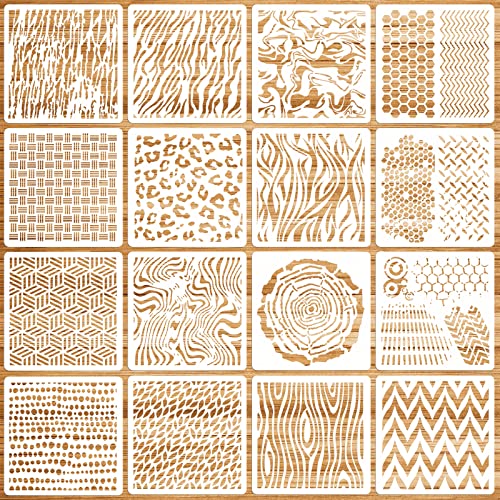OOTSR 16 Stück Schablonen Set, Zeichnung Malschablonen DIY Schablonen, Wiederverwendbar Kunststoff Schablonen Vorlagen für Holz, Boden, Möbel Wandgestaltung, Scrapbooking Handwerk Deko von OOTSR