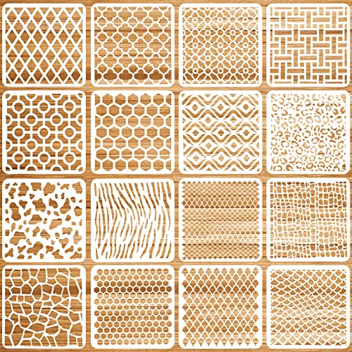 OOTSR 16 Stück Schablonen Wandgestaltung Set, 15x15CM Zeichnung Malschablonen DIY Schablonen der Geometrische, Kunststoff Vorlagen für Scrapbooking Holz Boden Möbel Fliesen Leinwand Deko von OOTSR