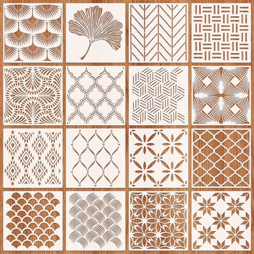 OOTSR 16Stk Schablonen Wandgestaltung Set, 20x20cm Zeichnung Malschablonen DIY Schablonen, Kunststoff Vorlagen für Scrapbooking Holz Boden Möbel Leinwand Deko OOTSR 16Stk Schablonen Wandgestaltung Set, 20x20cm Zeichnung Malschablonen DIY Schablonen, Kunststoff Vorlagen für Scrapbooking Holz Boden Möbel Leinwand Deko von OOTSR
