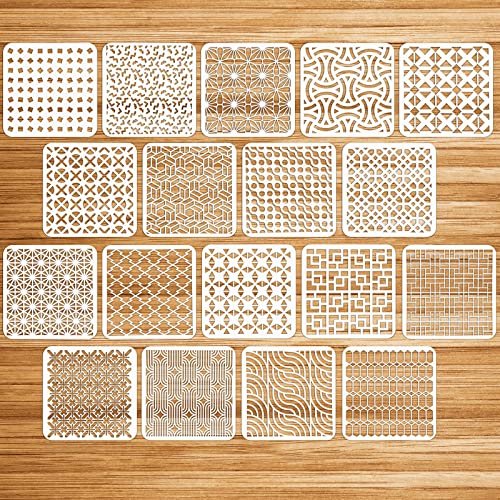 OOTSR 18 Stück Schablonen Wandgestaltung Set, 15x15CM Zeichnung Malschablonen DIY Schablonen der Geometrische, Kunststoff Vorlagen für Scrapbooking Holz Boden Möbel Fliesen Leinwand Deko von OOTSR