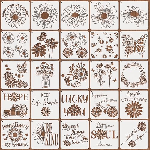OOTSR 25stk Daisy Schablonen zum Basteln,15cm Wiederverwendbar Kunststoff Zeichnung Malschablonen Scrapbooking DIY Zeichenschablonen Holz Deko OOTSR 25stk Daisy Schablonen zum Basteln,15cm Wiederverwendbar Kunststoff Zeichnung Malschablonen Scrapbooking DIY Zeichenschablonen Holz Deko von OOTSR