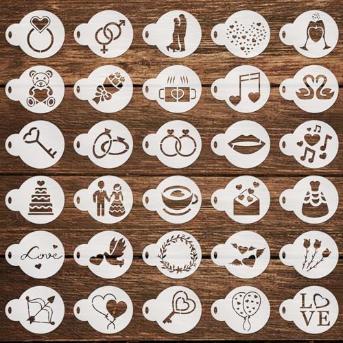 OOTSR 30 Kaffee und Backen Schablonen für Valentinstag-Dekoration, Kuchenvorlagen Backwerkzeuge, Cappuccino Pulver Dekoration Schablone für Kekse Heiße-Schokolade Cupcake OOTSR 30 Kaffee und Backen Schablonen für Valentinstag-Dekoration, Kuchenvorlagen Backwerkzeuge, Cappuccino Pulver Dekoration Schablone für Kekse Heiße-Schokolade Cupcake von OOTSR