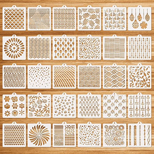 OOTSR 30 Stück Schablonen Wandgestaltung Set, 13CM Zeichnung Malschablonen DIY Schablonen der Geometrische, Kunststoff Vorlagen für Scrapbooking Holz Möbel Fliesen Leinwand Deko von OOTSR