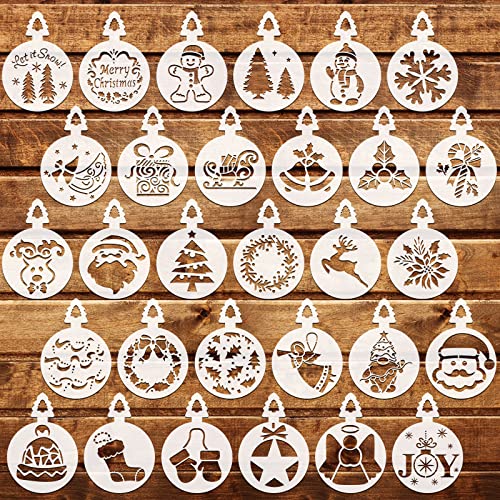 OOTSR 30 Stück Weihnachten Kaffee und Backen Schablonen für Dekoration, Kuchenvorlagen Backwerkzeuge, Cappuccino Pulver Dekoration Schablone für Kekse Heiße-Schokolade Cupcake von OOTSR