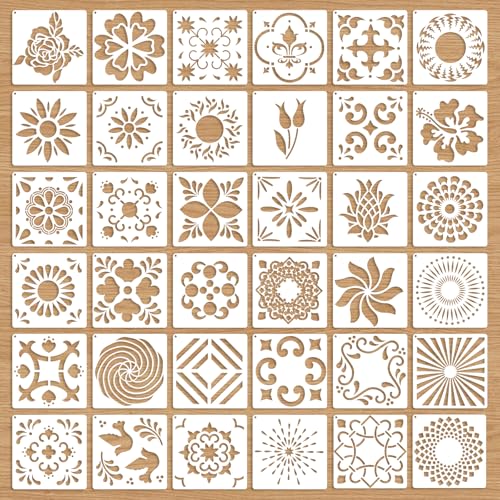 OOTSR 36 Stk Mandala-Schablonen Set, 9.14cm Zeichnung Malschablonen DIY, Kunststoff Vorlagen für Scrapbooking Holz Boden Möbel Fliesen Leinwand Deko OOTSR 36 Stk Mandala-Schablonen Set, 9.14cm Zeichnung Malschablonen DIY, Kunststoff Vorlagen für Scrapbooking Holz Boden Möbel Fliesen Leinwand Deko von OOTSR