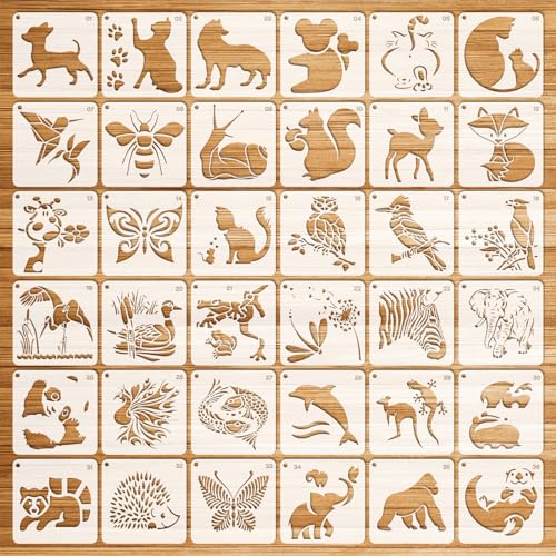 OOTSR 36 Stk Tier Schablonen, 10cm Zeichnung Malschablonen DIY Schablonen der Tierwelt, Vorlagen für Scrapbooking Holz Möbel Leinwand Deko OOTSR 36 Stk Tier Schablonen, 10cm Zeichnung Malschablonen DIY Schablonen der Tierwelt, Vorlagen für Scrapbooking Holz Möbel Leinwand Deko von OOTSR