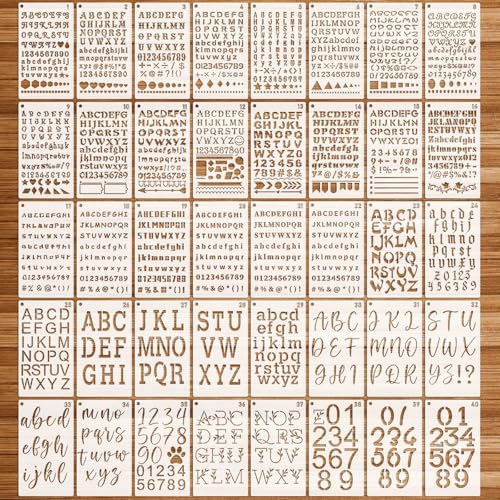 OOTSR 40 Stk Buchstaben und Zahlen Zeichen-Schablonen für Tagebuch, Alphabete Stencil für Journal Bullet, Kunststoff Vorlagen Schablonen für Scrapbooking Kunst-Projekte Fotoalbum DIY von OOTSR