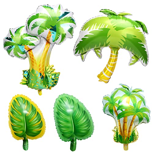 OOTSR 5 x Riesenpalmen-Folienballons für Dschungel-Party-Dekorationen, Hawaii-Party-Luftballons, tropische Palmenblätter für Kindergeburtstag, Babyparty, Hochzeit, Party-Dekoration, Sommermotive von OOTSR