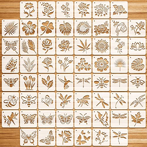 OOTSR 60 Stück Schablonen Wandgestaltung Set, Zeichnung Malschablonen DIY Schablonen der Biene Schmetterling Libelle Blume, Vorlagen für Scrapbooking Holz Möbel Leinwand Deko von OOTSR