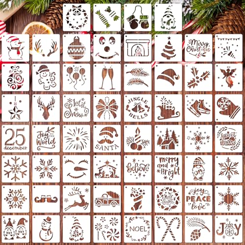 OOTSR 60stk Weihnachten Schablonen zum Basteln, 7.6cm Zeichnung Malschablonen DIY Kunststoff Schablonen Scrapbooking Wiederverwendbar Holz Deko OOTSR 60stk Weihnachten Schablonen zum Basteln, 7.6cm Zeichnung Malschablonen DIY Kunststoff Schablonen Scrapbooking Wiederverwendbar Holz Deko von OOTSR