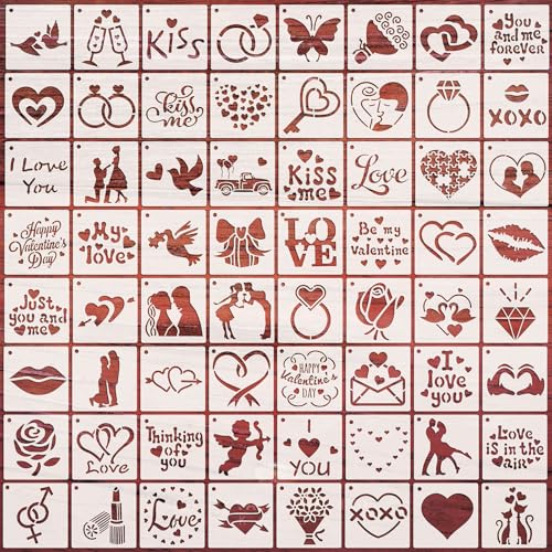 OOTSR 64 Stk Schablonen zum Basteln für Valentinstag, 7,6CM Zeichnung Malschablonen DIY Schablonen der Liebhaber Herz, Kunststoff Zeichenvorlagen für Holz Ornamenten Leinwand Deko OOTSR 64 Stk Schablonen zum Basteln für Valentinstag, 7,6CM Zeichnung Malschablonen DIY Schablonen der Liebhaber Herz, Kunststoff Zeichenvorlagen für Holz Ornamenten Leinwand Deko von OOTSR