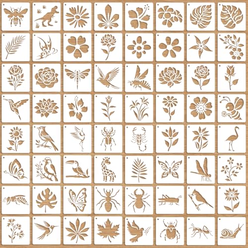 OOTSR 64 Stück Schablonen Wandgestaltung Set, 7.6cm Zeichnung Malschablonen DIY Schablonen der Vogel Blume Insekt Schmetterling, Vorlagen für Scrapbooking Holz Möbel Leinwand Deko OOTSR 64 Stück Schablonen Wandgestaltung Set, 7.6cm Zeichnung Malschablonen DIY Schablonen der Vogel Blume Insekt Schmetterling, Vorlagen für Scrapbooking Holz Möbel Leinwand Deko von OOTSR
