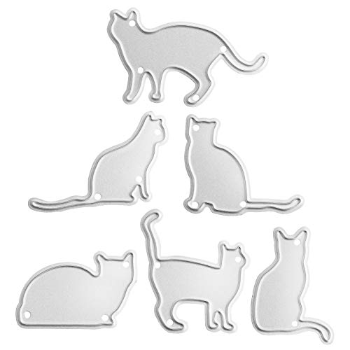 OOTSR 6PCS Katze Stanzschablonen, Embossing Machine Prägeschablonen, Metall Prägeschablonen Stanzformen Schneiden für DIY Karte Sammelalbum Scrapbooking Fotoalbum Deko Cutting Dies von OOTSR