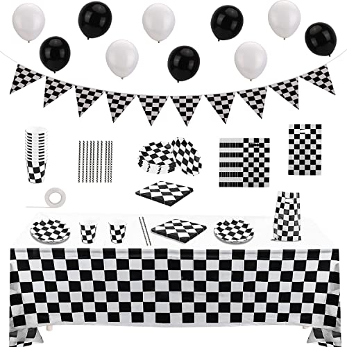 OOTSR 75 Stück Rennwagen Partyzubehör Set Bedient Für 10 Gäste-Geburtstag Party Dekorationen für Jungen Enthält Bannerwimpel, Luftballons, Tischdecke, Band, Geschirr, Servietten und Geschenktüten OOTSR 75 Stück Rennwagen Partyzubehör Set Bedient Für 10 Gäste-Geburtstag Party Dekorationen für Jungen Enthält Bannerwimpel, Luftballons, Tischdecke, Band, Geschirr, Servietten und Geschenktüten von OOTSR