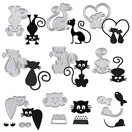 OOTSR Katzen-Stanzformen-Set, Stanzformen für Kartenherstellung, Metall-Stanzformen für Bastelarbeiten, Scrapbooking, Papierkarten, Album-Schablonen von OOTSR