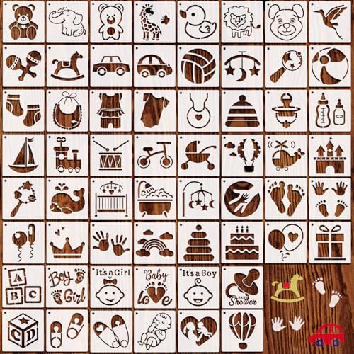 OOTSR 60 Stück Malschablonen zum Basteln, wiederverwendbar, Zeichnen, 7,6 cm Bastelschablonen für Babyparty, Vorlagen für Karten, Scrapbooking, Möbel, Holz, Heimdekoration OOTSR 60 Stück Malschablonen zum Basteln, wiederverwendbar, Zeichnen, 7,6 cm Bastelschablonen für Babyparty, Vorlagen für Karten, Scrapbooking, Möbel, Holz, Heimdekoration von OOTSR