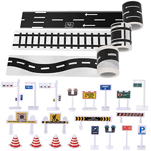 OOTSR Straßenschilder, Spielset, 3 schwarze Rollen, Auto-Klebeband, Aufkleber auf Böden und Wänden, entfernbares Unterhaltungsband, Kindergeburtstag, Party-Dekoration, 20 Stück OOTSR Straßenschilder, Spielset, 3 schwarze Rollen, Auto-Klebeband, Aufkleber auf Böden und Wänden, entfernbares Unterhaltungsband, Kindergeburtstag, Party-Dekoration, 20 Stück von OOTSR