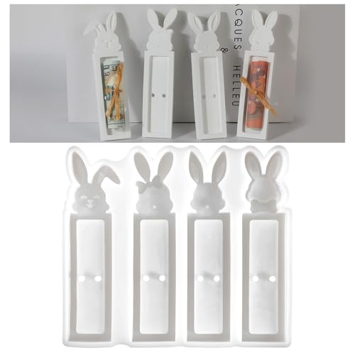 Silikonformen für Ostern, 4 Stück Osternhase Silikonform Ostern Geldgeschenk, Wiederverwendbare Ostern Gießformen zum Gießen für DIY-Ostergeschenke, Seifen, Kerzen, Epoxidharz und Gips von OOTSR