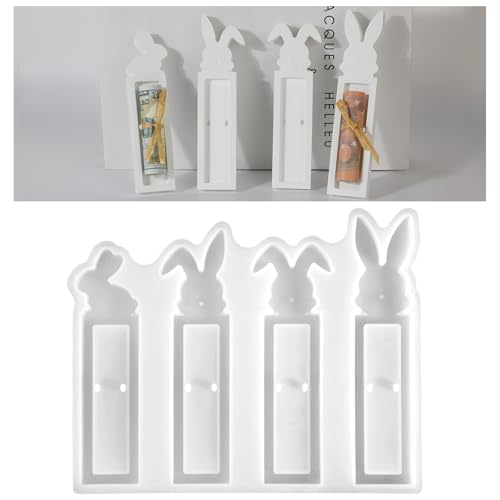 Silikonformen für Ostern, 4 Stück Osternhase Silikonform Ostern Geldgeschenk, Wiederverwendbare Ostern Gießformen zum Gießen für DIY-Ostergeschenke, Seifen, Kerzen, Epoxidharz und Gips von OOTSR