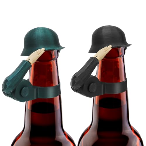 Soldat Salut Bierhelm, 2er Bierflaschen Helm, Salut Bierflaschen Helm Wiederverwendbar, Dekorativ, Staubdicht Bierflaschenverschlusse für Handwerk,Grillparty,Bar,Veteranen,Aktive Soldaten-Liebhaber von OOTSR