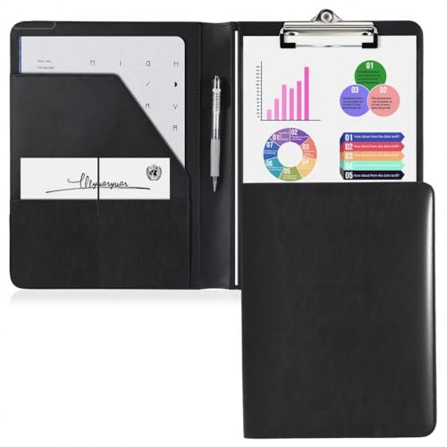 OOWOLF Professioneller Padfolio-Ordner aus Kunstleder, multifunktional, mit Klemmbrett, linierte Blöcke mit 20 Blatt, Vorstellungsgesprächsmappe, Rechtsdokumente, Visitenkartenhalter, Stifthalter OOWOLF Professioneller Padfolio-Ordner aus Kunstleder, multifunktional, mit Klemmbrett, linierte Blöcke mit 20 Blatt, Vorstellungsgesprächsmappe, Rechtsdokumente, Visitenkartenhalter, Stifthalter von OOWOLF
