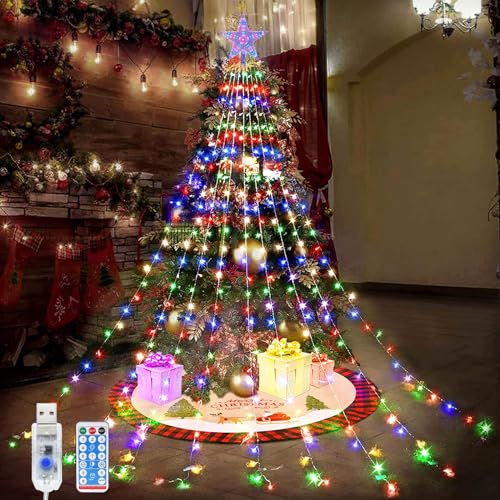 OPAHUTER Wasserdichten Christbaumbeleuchtung mit Sternen, 2M x 9 Girlande Lichterkette Weihnachtsbaum Tannenbaum, LED Weihnachtsbeleuchtung für Garten, Neujahr, Party, Hochzeitsdekoration von OPAHUTER