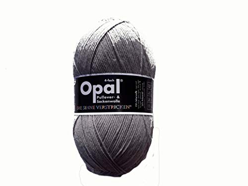 OPAL Uni (425m) 4-fädiges Garn - Wollmischung, leuchtende Volltonfarben, Garn für warme Socken und Pullover, 5193 Mittelgrau, 1 x 100 g von OPAL