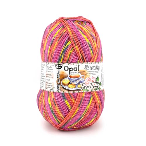 Opal Beauty TeaTime 4-fädige Sockenwolle, 75% Schurwolle/25% Polyamid, mit Edelweiß-Extrakt und Vitamin E, 100g/420m, (11510 Köstlichkeit) von OPAL