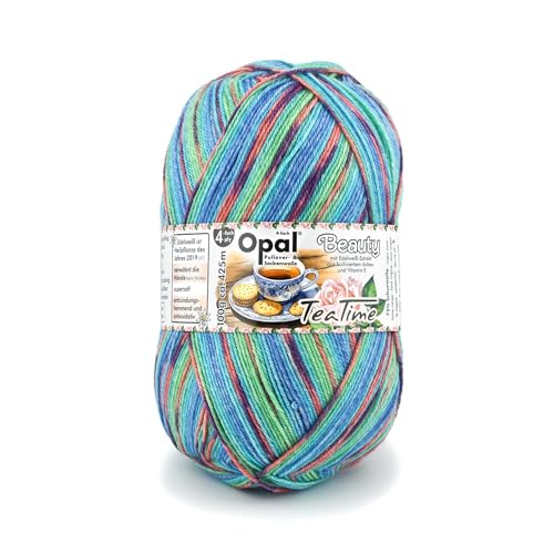 Opal Beauty TeaTime 4-fädige Sockenwolle, 75% Schurwolle/25% Polyamid, mit Edelweiß-Extrakt und Vitamin E, 100g/420m, (11511 Ambiente) von OPAL