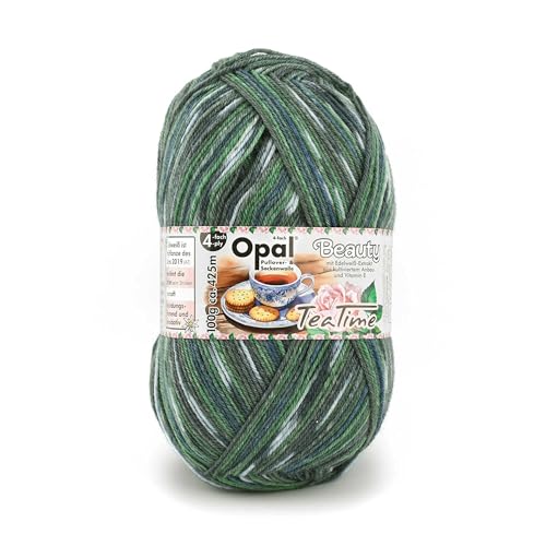 Opal Beauty TeaTime 4-fädige Sockenwolle, 75% Schurwolle/25% Polyamid, mit Edelweiß-Extrakt und Vitamin E, 100g/420m, (11512 Draussen nur Kännchen) von OPAL