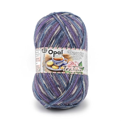 Opal Beauty TeaTime 4-fädige Sockenwolle, 75% Schurwolle/25% Polyamid, mit Edelweiß-Extrakt und Vitamin E, 100g/420m, (11514 Plauderei) von OPAL