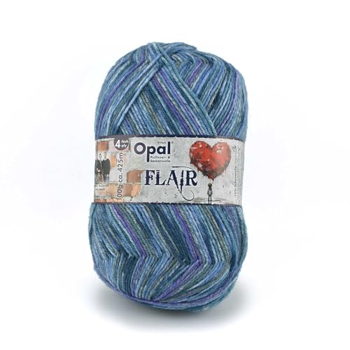 Opal Flair 4-fädiges Garn - Wollmischung, zum Stricken von warmen Socken, Pullovern, Mützen, Handschuhen und Schals, 11480 Blau/Grau, 1 x 100g Opal Flair 4-fädiges Garn - Wollmischung, zum Stricken von warmen Socken, Pullovern, Mützen, Handschuhen und Schals, 11480 Blau/Grau, 1 x 100g von OPAL