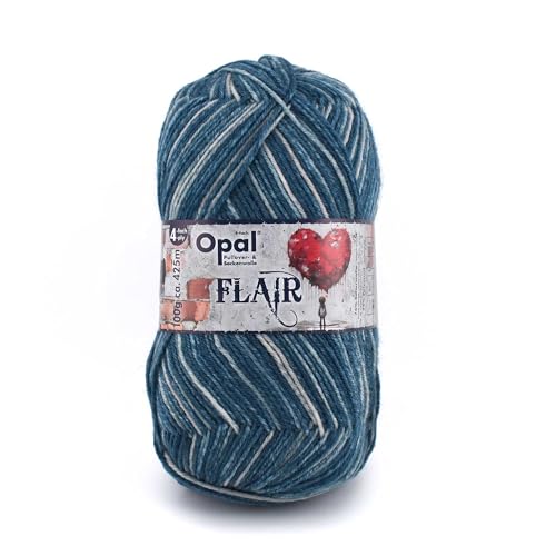 Opal Flair 4-fädiges Garn - Wollmischung, zum Stricken von warmen Socken, Pullovern, Mützen, Handschuhen und Schals, 11485 Blau/Grau, 1 x 100g Opal Flair 4-fädiges Garn - Wollmischung, zum Stricken von warmen Socken, Pullovern, Mützen, Handschuhen und Schals, 11485 Blau/Grau, 1 x 100g von OPAL