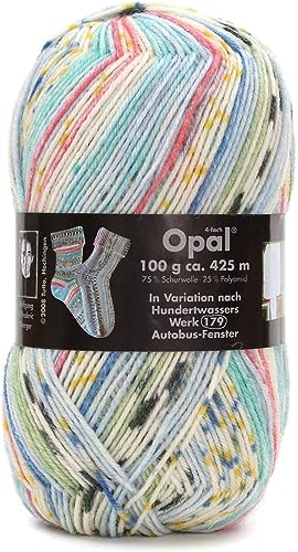 Opal Hundertwasser (425m) 4-fädiges Garn - Wollmischung, zum Stricken warmer Socken mit einzigartigen Farbmustern, 2101, 1 x 100g von OPAL