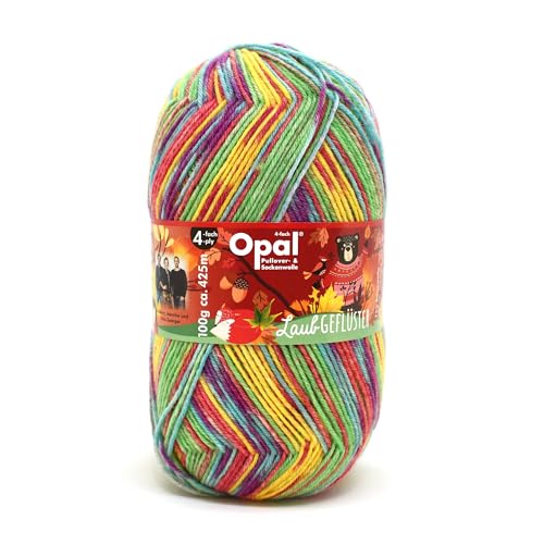 Opal Pullover/Sockenwolle "Laubgeflüster",4-fädig,100g/425m,75% Schurwolle/25% Polyamid,NS 2-3, (11257 Vogelzwitschern) von OPAL